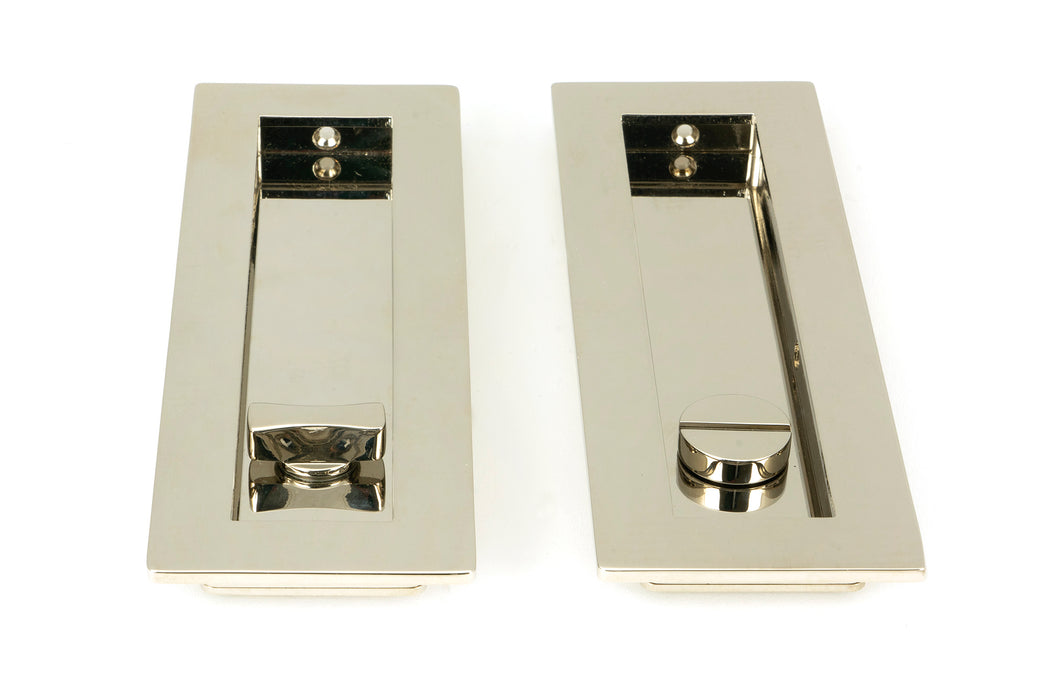 Polished Nickel 175mm Plain Rectangular Pull - Privacy Set