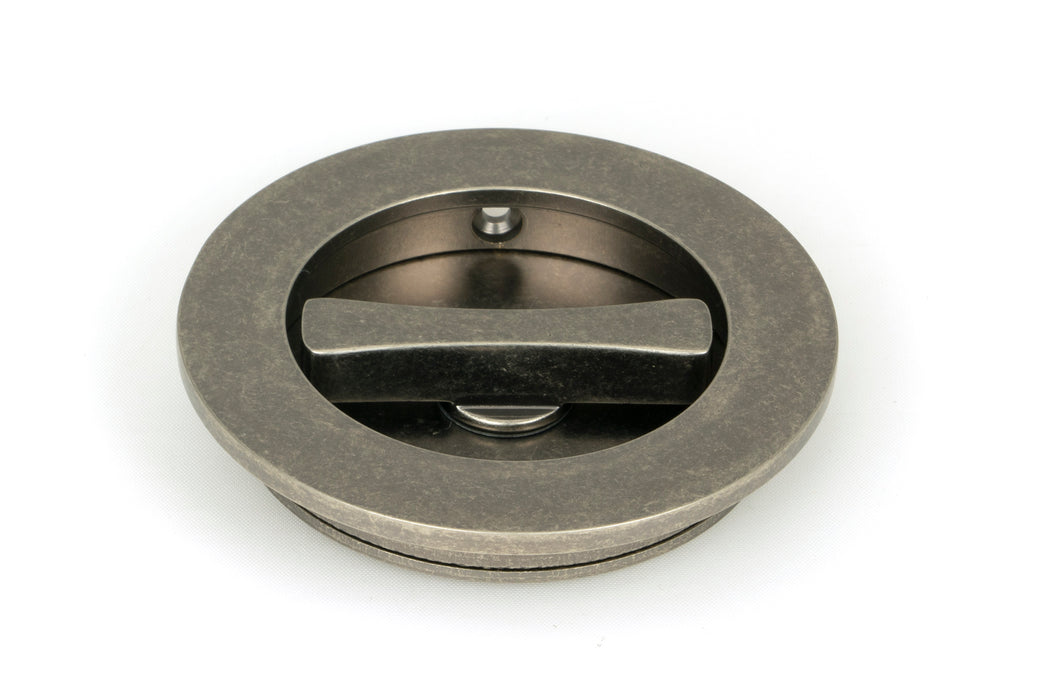 Pewter 75mm Plain Round Pull - Privacy Set