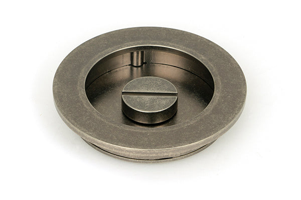 Pewter 75mm Plain Round Pull - Privacy Set