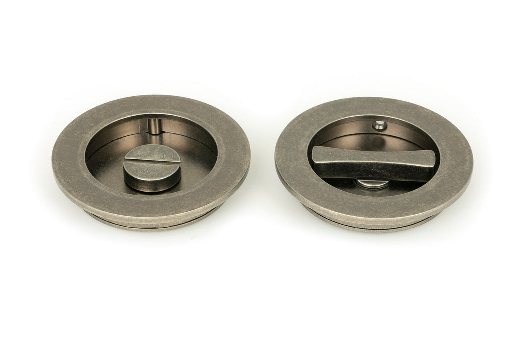 Pewter 75mm Plain Round Pull - Privacy Set