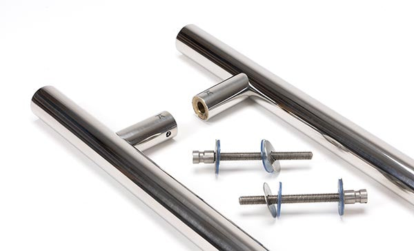 Polished Marine SS (316) 1.2m T Bar Handle B2B Fix 32mm Ø