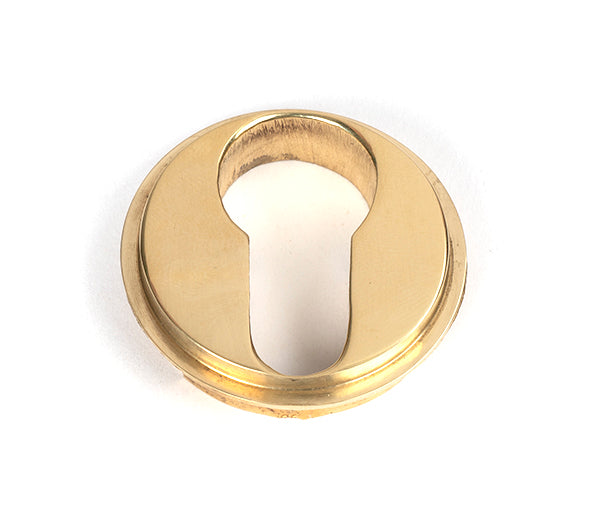 Polished Brass Round Euro Escutcheon (Art Deco)