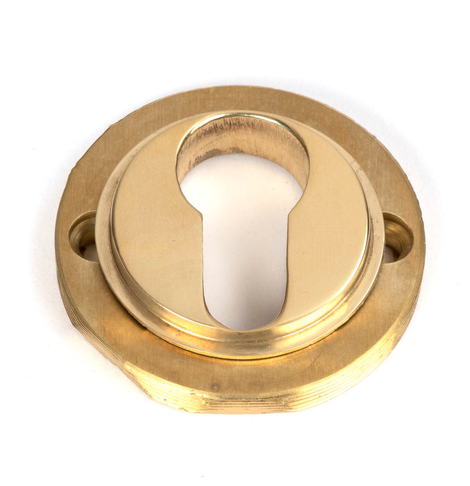 Polished Brass Round Euro Escutcheon (Art Deco)