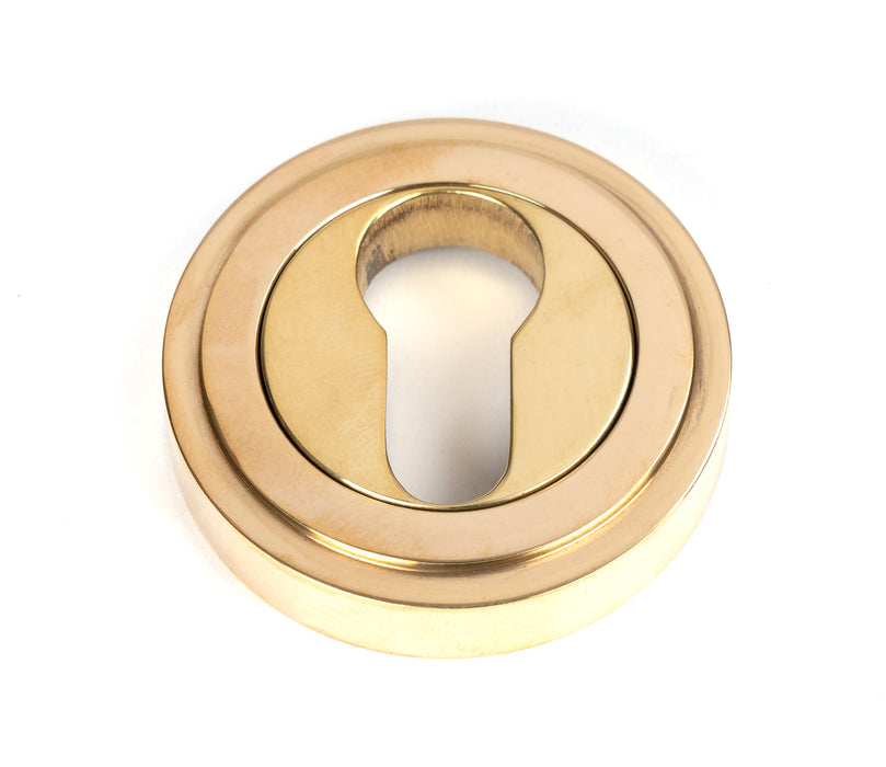 Polished Brass Round Euro Escutcheon (Art Deco)