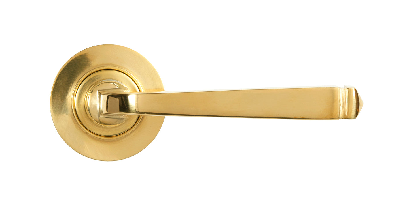 Polished Brass Avon Round Lever on Rose Set (Plain) - Unsprung