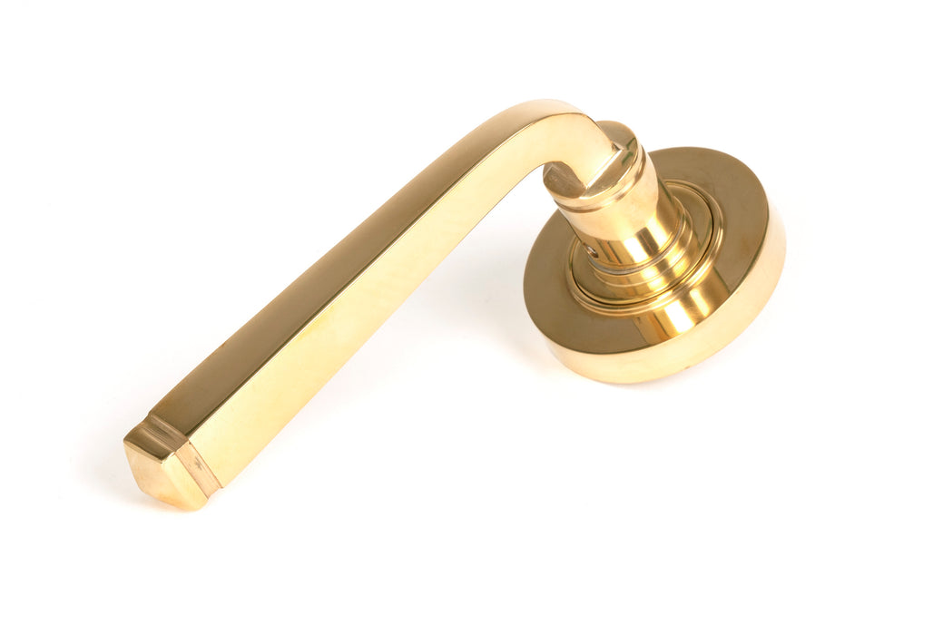 Polished Brass Avon Round Lever on Rose Set (Plain) - Unsprung