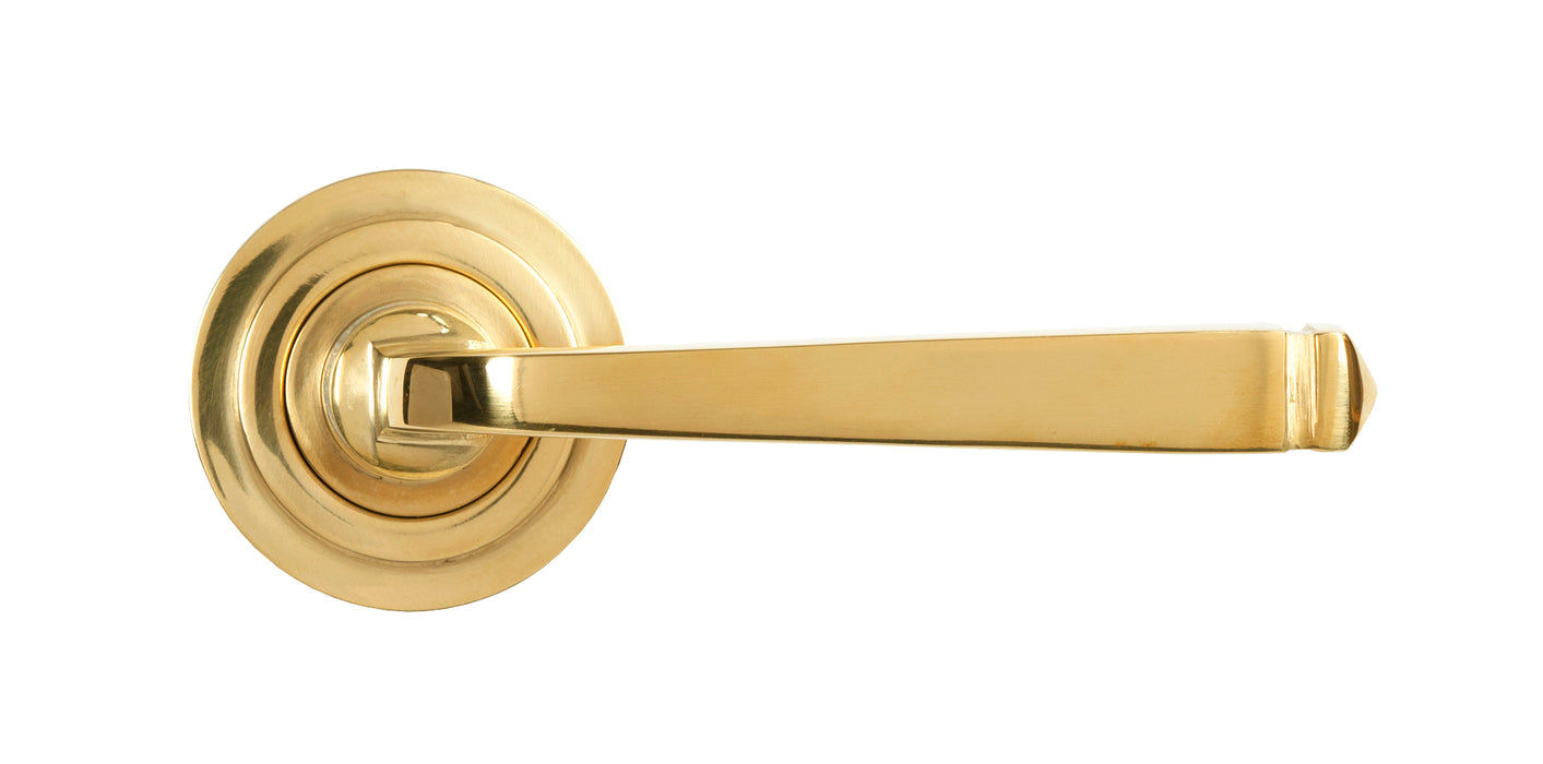 Polished Brass Avon Round Lever on Rose Set (Art Deco)