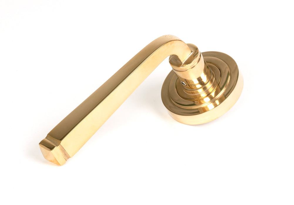 Polished Brass Avon Round Lever on Rose Set (Art Deco)