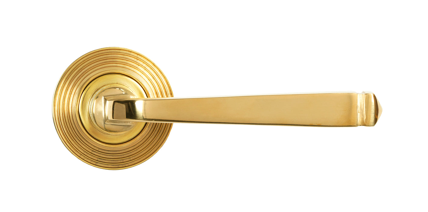 Polished Brass Avon Round Lever on Rose Set (Beehive) - Unsprung