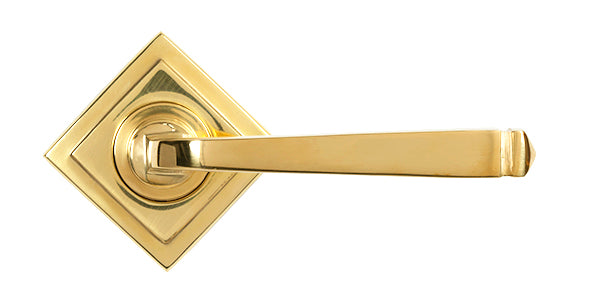 Polished Brass Avon Round Lever on Rose Set (Square)