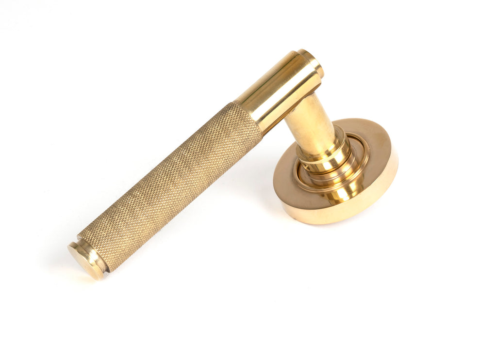 Polished Brass Brompton Lever on Rose Set (Plain)