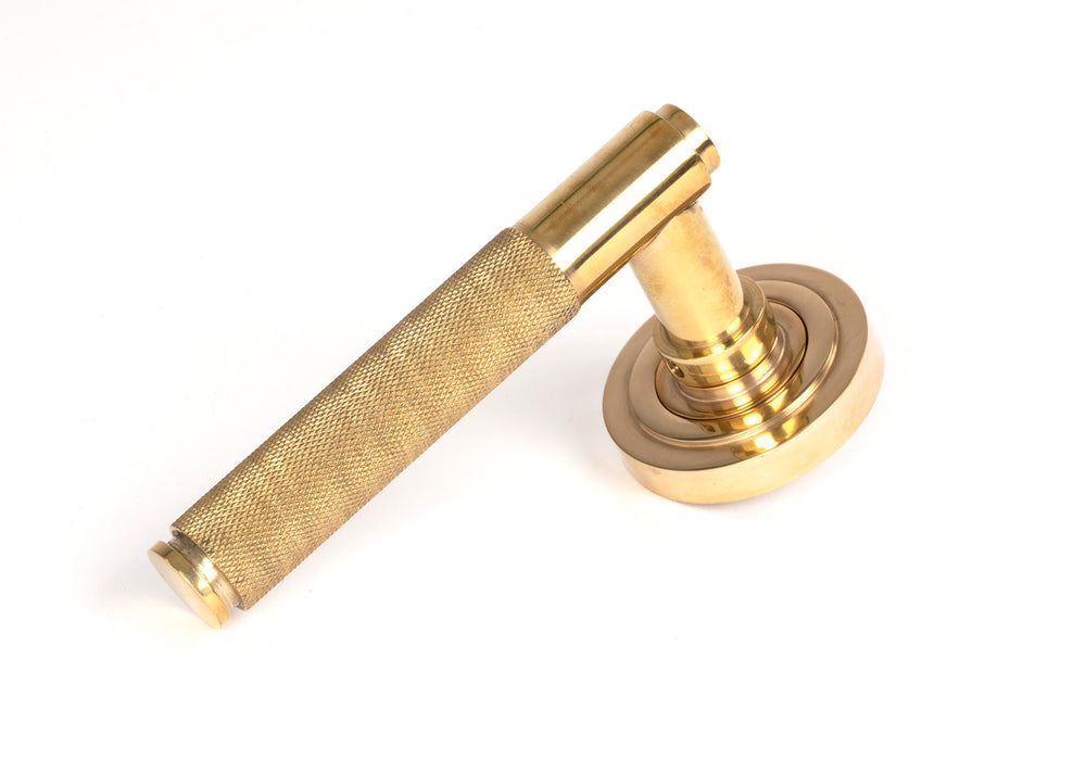 Polished Brass Brompton Lever on Rose Set (Art Deco)