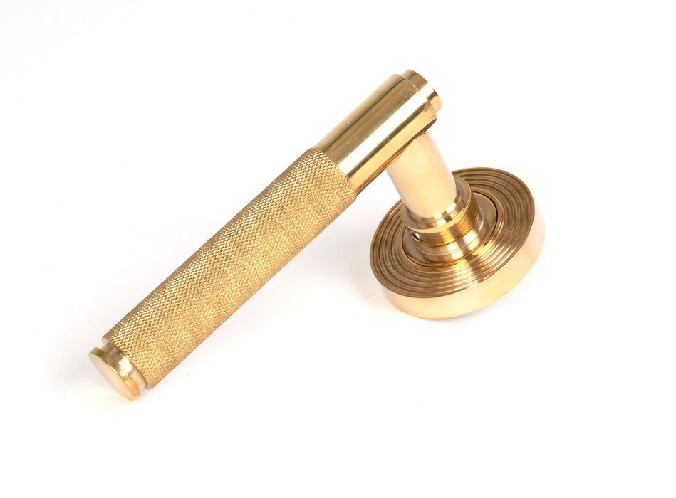 Polished Brass Brompton Lever on Rose Set (Beehive) - Unsprung