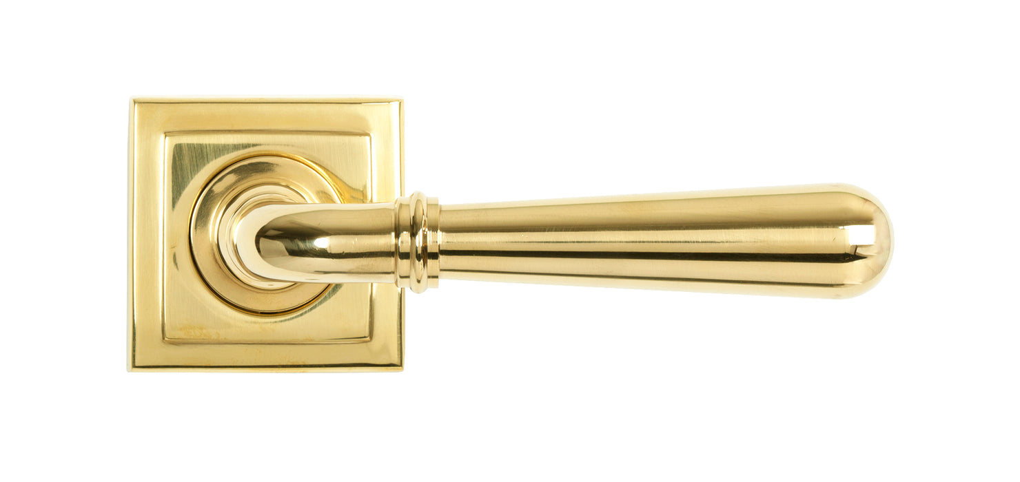 Polished Brass Newbury Lever on Rose Set (Square) - Unsprung