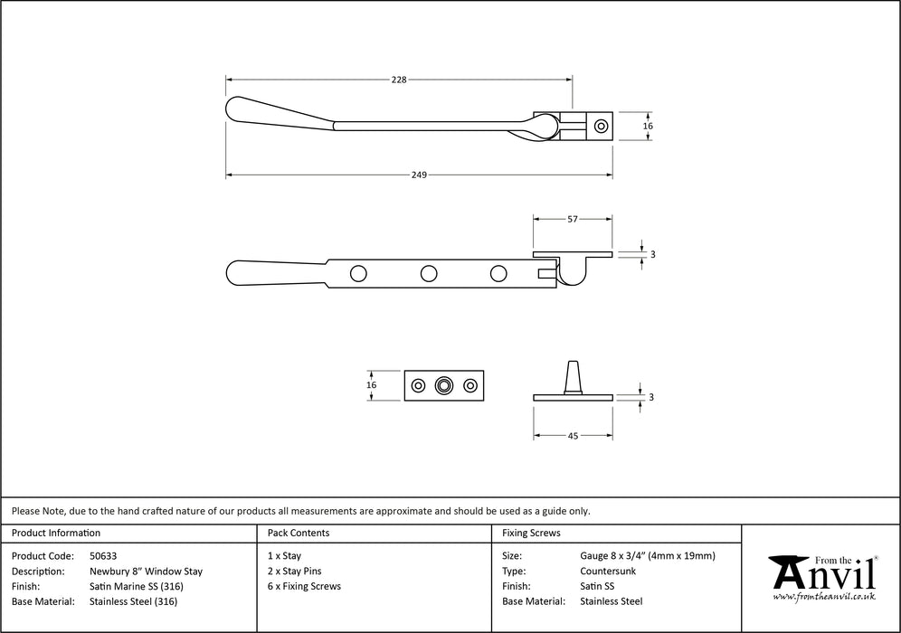 Satin Marine SS (316) 8" Newbury Stay