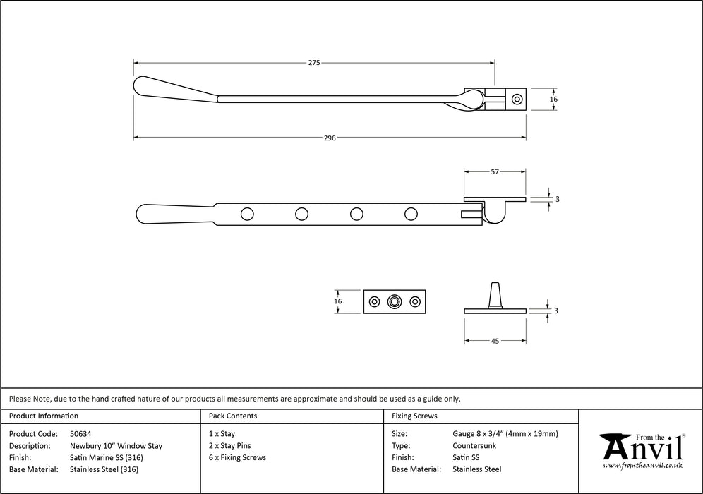 Satin Marine SS (316) 10" Newbury Stay