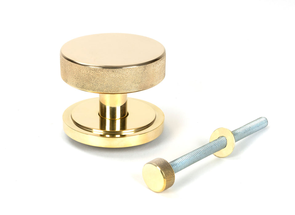 Polished Brass Brompton Centre Door Knob (Art Deco)