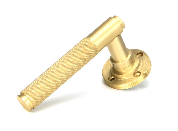 Satin Brass Brompton Lever on Rose Set (Art Deco) - Unsprung