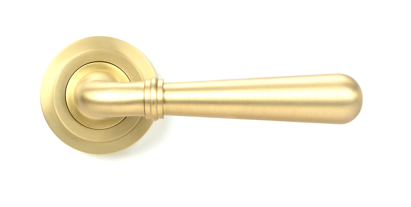 Satin Brass Newbury Lever on Rose Set (Art Deco) - Unsprung