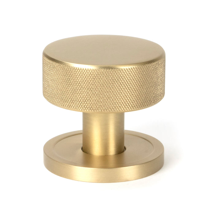 Satin Brass Brompton Mortice/Rim Knob Set (Plain)