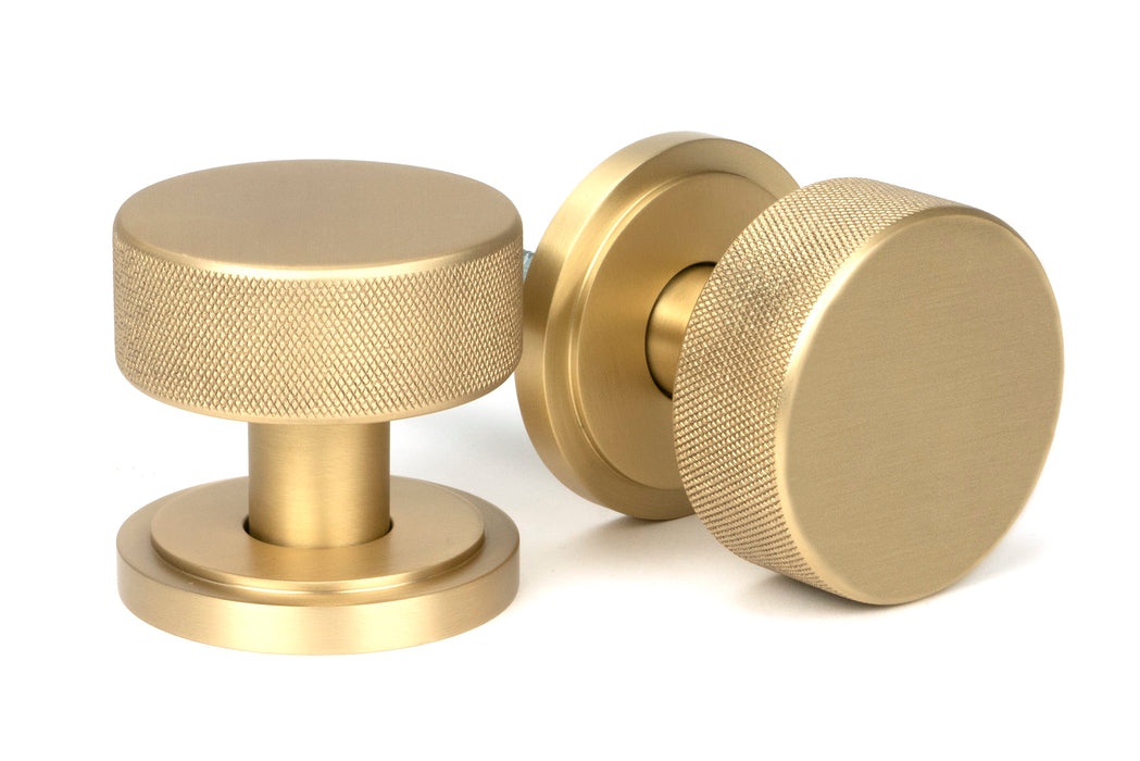 Satin Brass Brompton Mortice/Rim Knob Set (Art Deco)