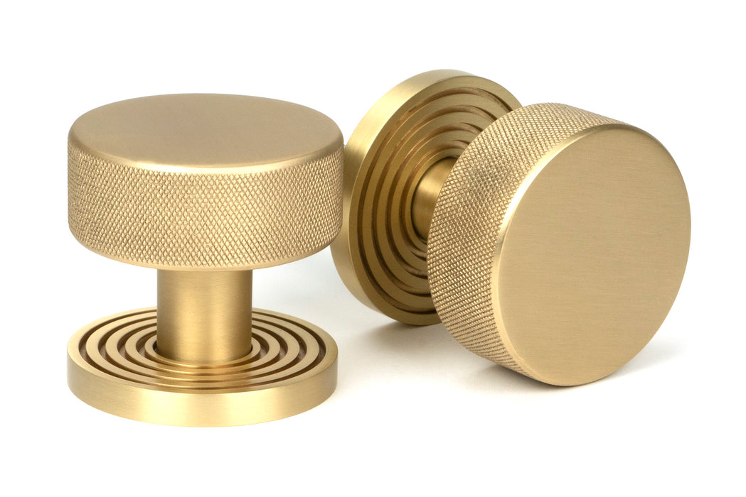 Satin Brass Brompton Mortice/Rim Knob Set (Beehive)