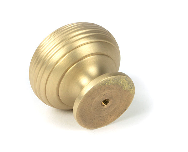 Satin Brass Beehive Cabinet Knob 40mm