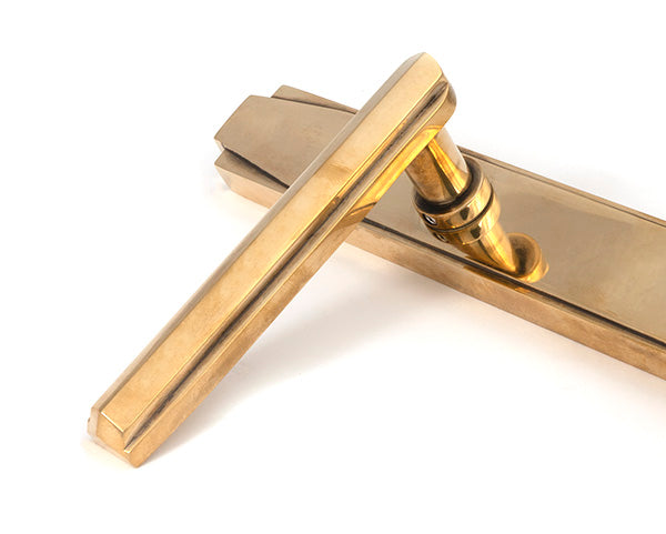 Aged Brass Art Deco Slimline Lever Espag. Lock Set