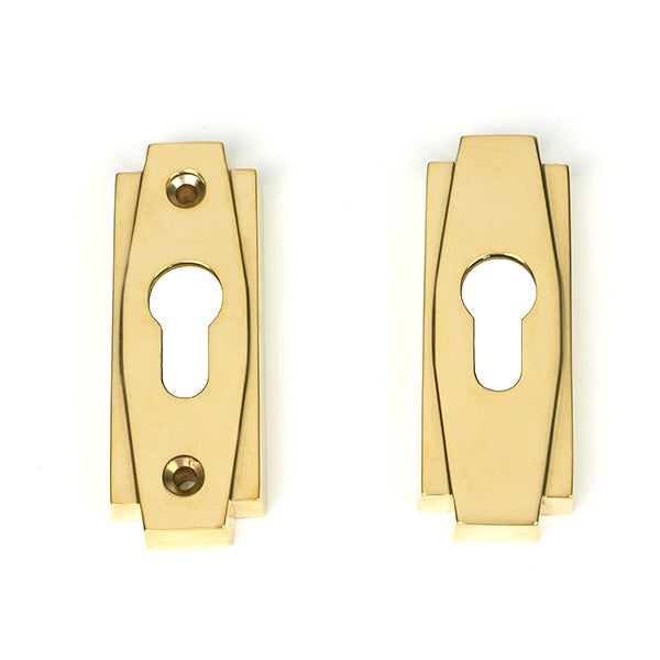 Polished Brass Art Deco Euro Escutcheon (Set)