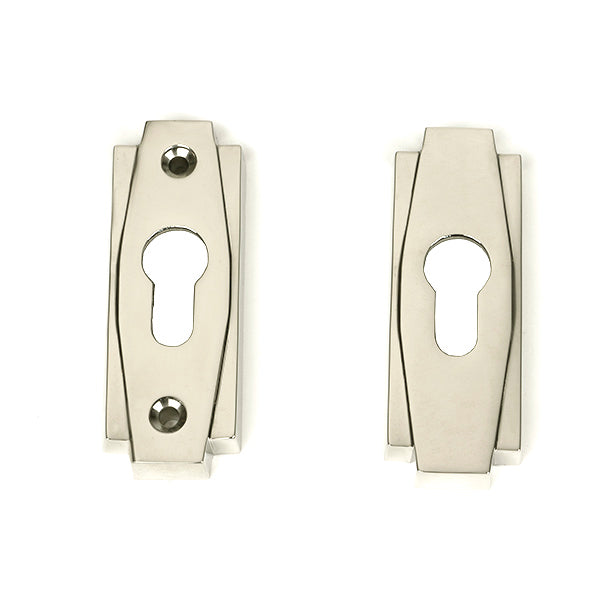 Polished Nickel Art Deco Euro Escutcheon (Set)