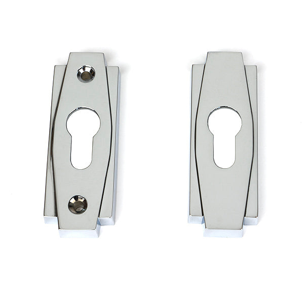 Polished Chrome Art Deco Euro Escutcheon (Set)