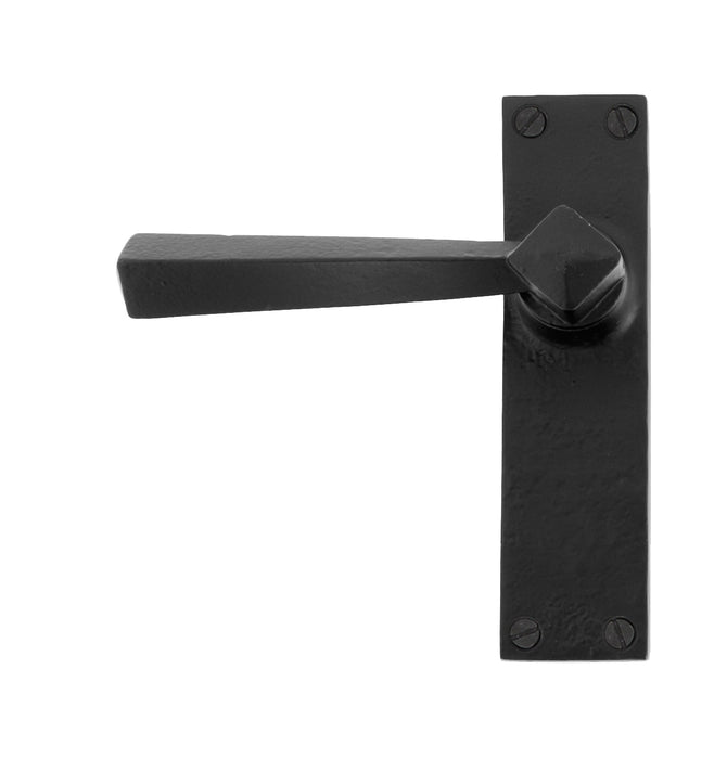 Black Straight Lever Latch Set