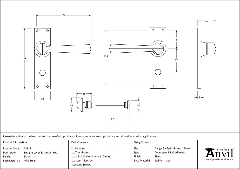 Black Straight Lever Bathroom Set