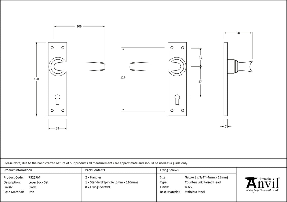 Black Lever Lock Set