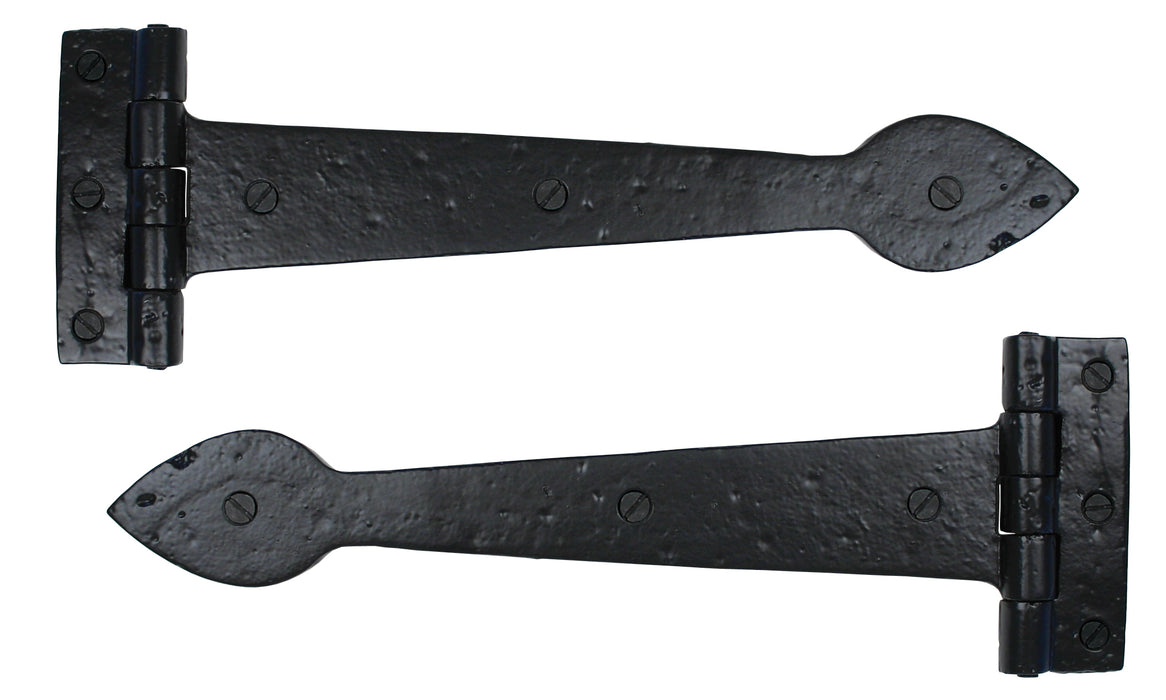 Black Smooth 12" Cast T Hinge (pair)