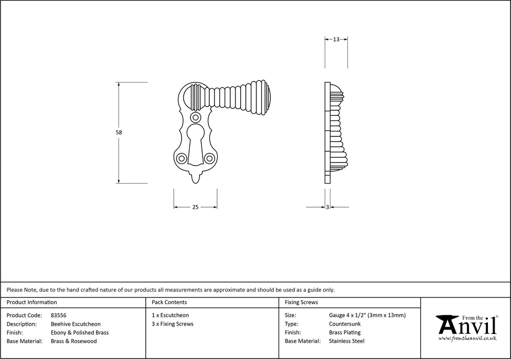 Ebony Beehive Escutcheon