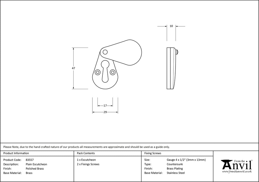 Polished Brass Plain Escutcheon