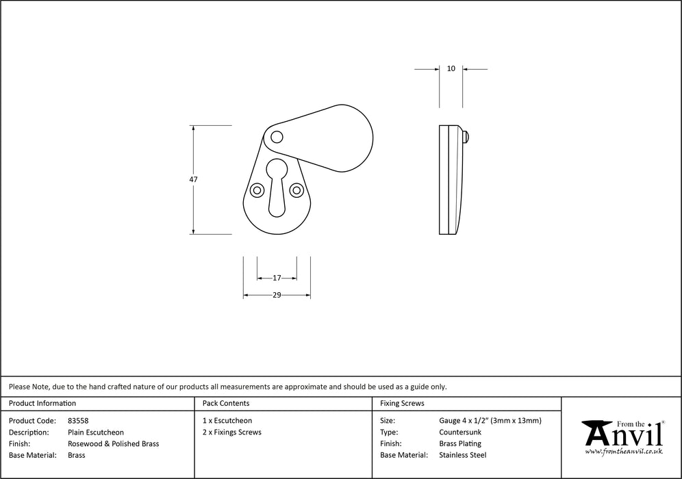 Rosewood Plain Escutcheon