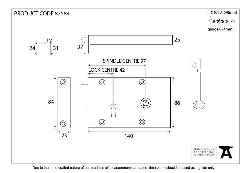 Iron Right Hand Rim Lock - Small