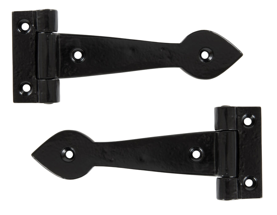 Black Smooth 6" Cast T Hinge (pair)