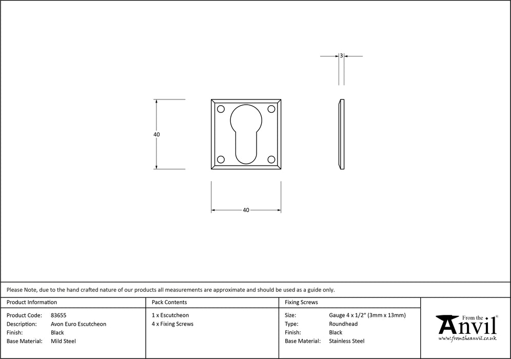 Black Avon Euro Escutcheon