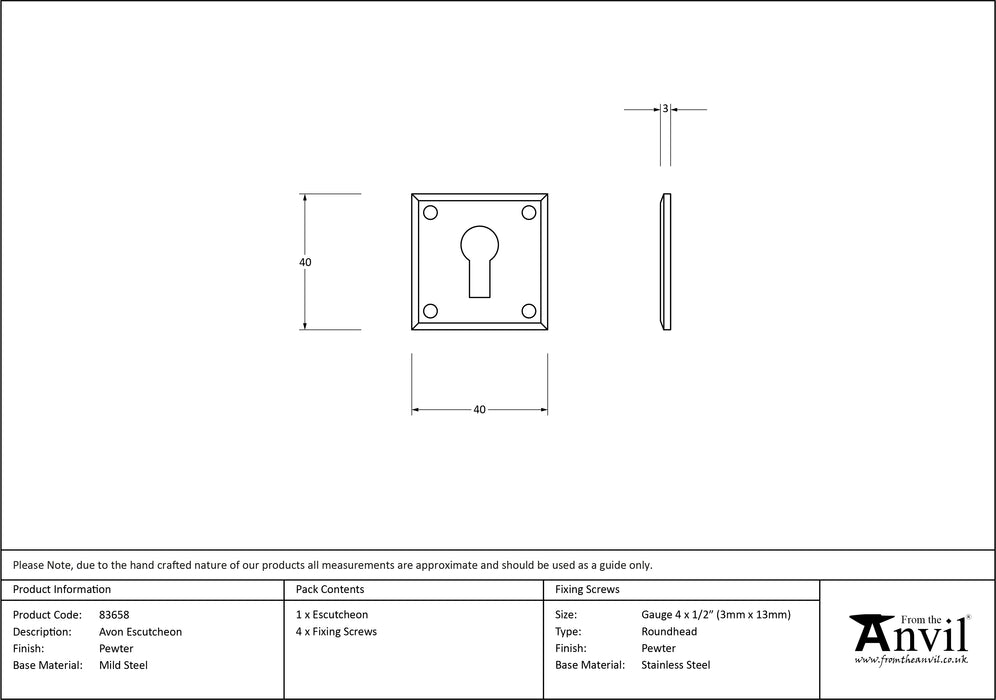 Pewter Avon Escutcheon