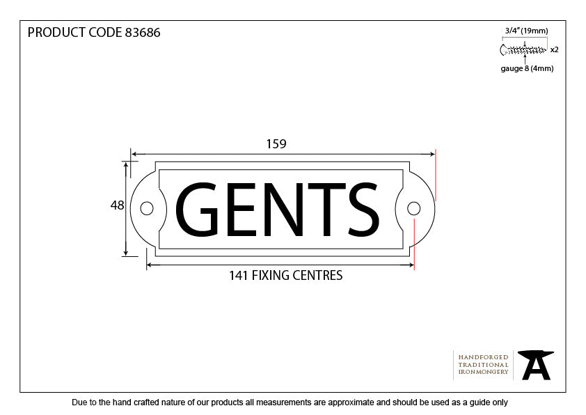 Antique Pewter Gents Sign