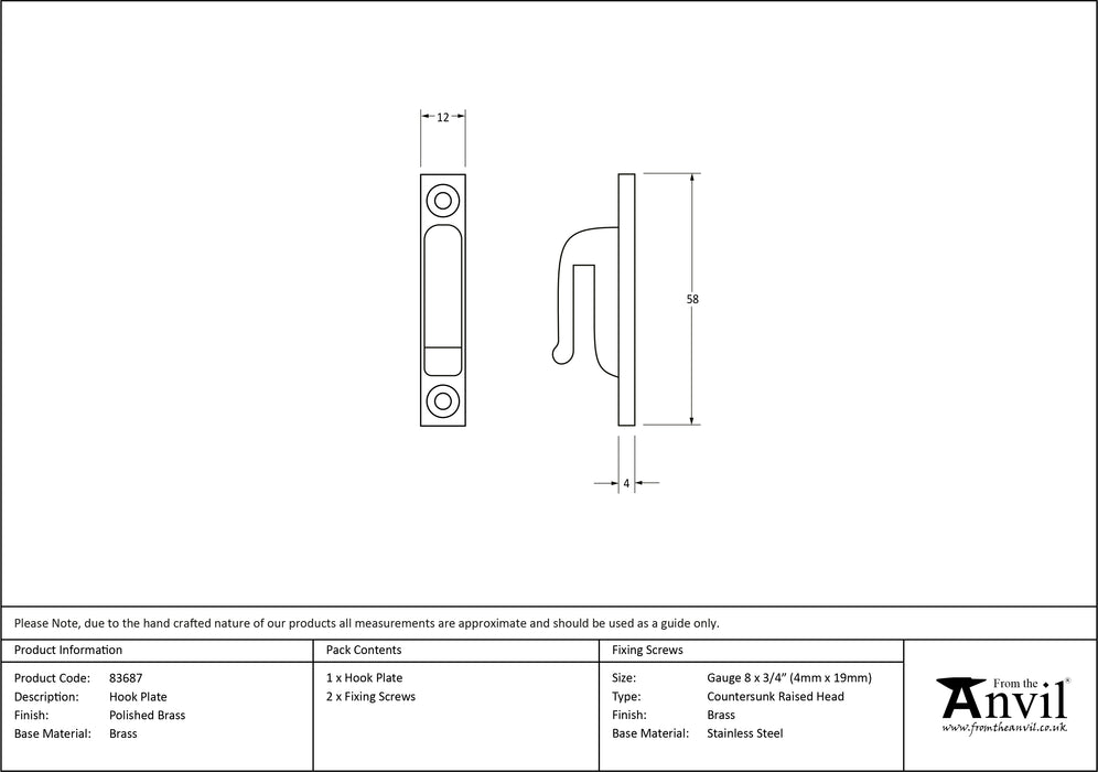 Polished Brass Hook Plate