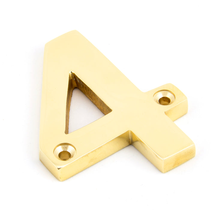 Polished Brass Numeral 4