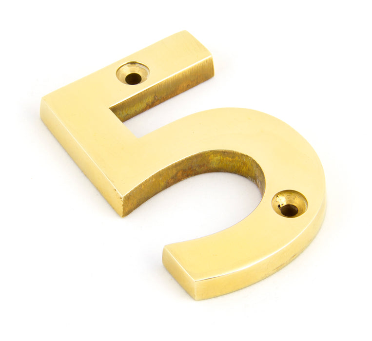 Polished Brass Numeral 5