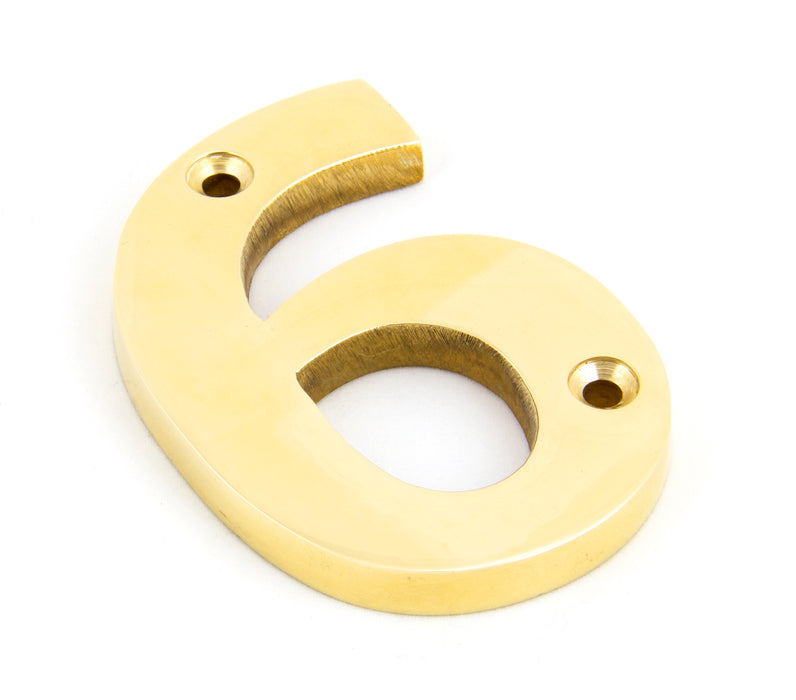 Polished Brass Numeral 6