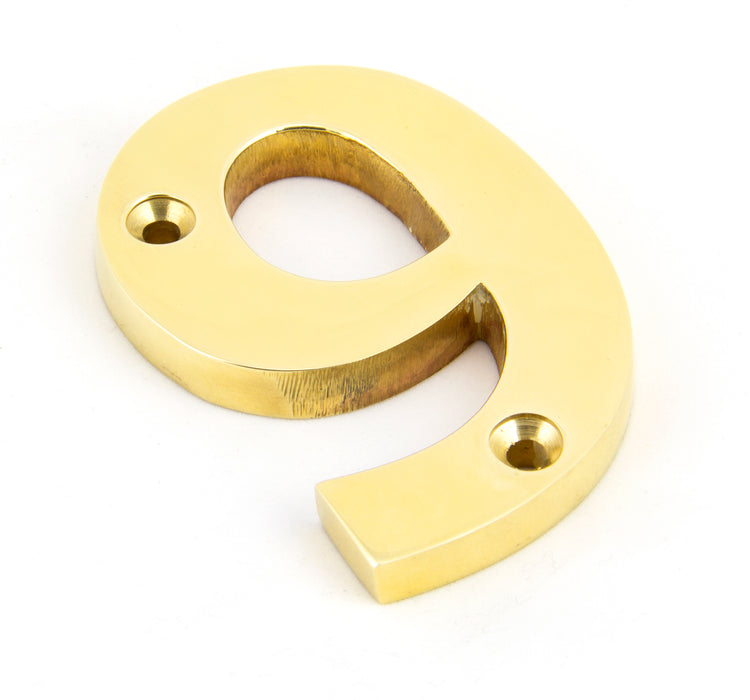 Polished Brass Numeral 9