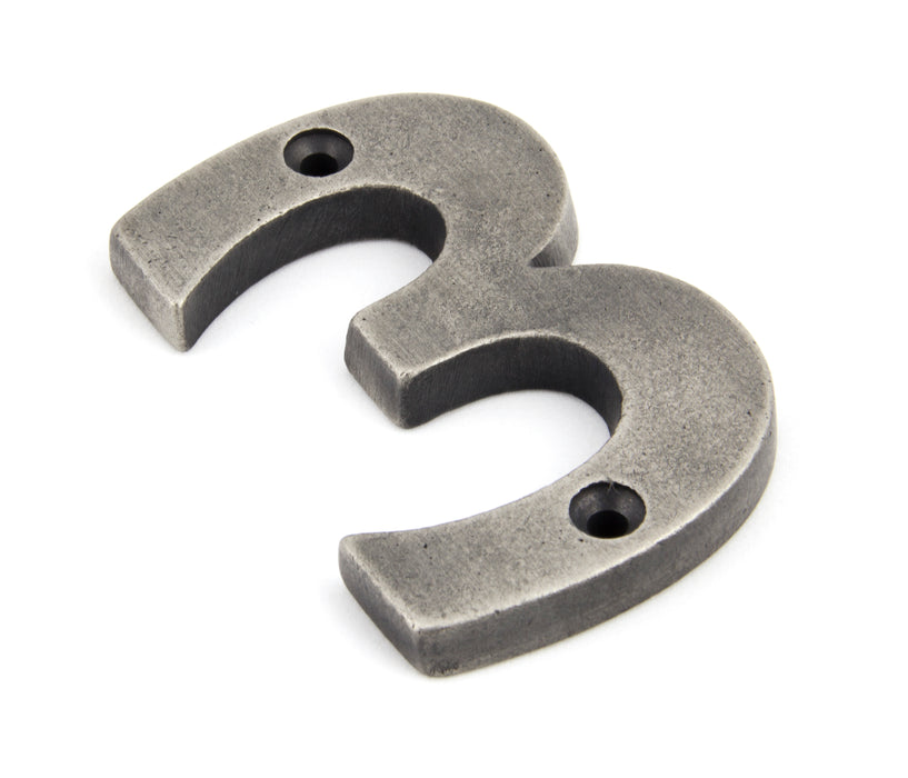 Antique Pewter Numeral 3