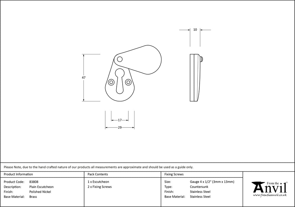 Polished Nickel Plain Escutcheon